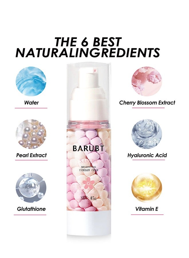 BARUBT Sakura Cherry Blossom Brightening Cream -Gluta Brightening Underarm Cream,  Brightening Booster Sakura Pearl Capsules,  Sakura Gluta Brightening Underarm Cream 45g - Image 3