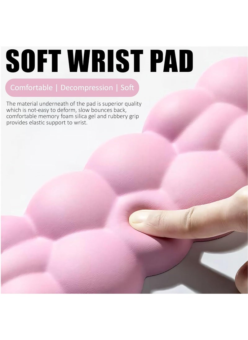 Memory Foam Keyboard & Mouse Wrist Rests Set, Ergonomic Cloud Shaped Wrist Support Pads for Typing Pain Relief Comfort for Office Gaming Computer (pink)
