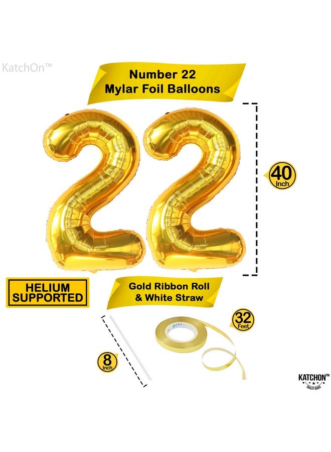 KATCHON 22 Balloon Number Gold 40 Inch | 22 Number Balloons | Gold 22 Balloons For 22 Birthday Decorations For Men | Number 22 Balloons | 22 Balloons For 22 Birthday Decorations For Women - Image 4