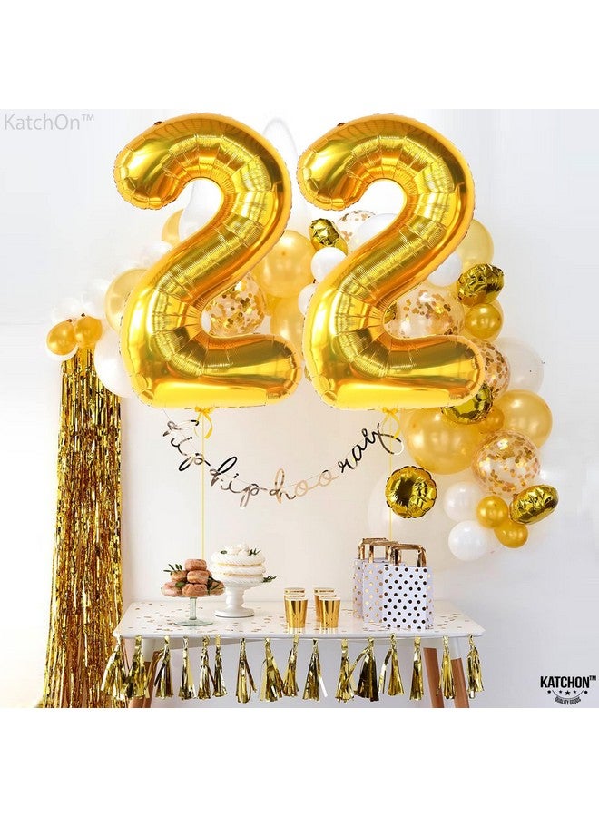 KATCHON 22 Balloon Number Gold 40 Inch | 22 Number Balloons | Gold 22 Balloons For 22 Birthday Decorations For Men | Number 22 Balloons | 22 Balloons For 22 Birthday Decorations For Women - Image 2