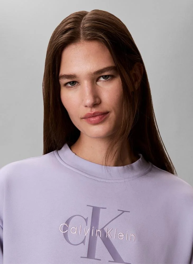 Calvin Klein Jeans Cosmic Sky Monologo French Terry Crew Neck Jumper for Women | Best Price UAE