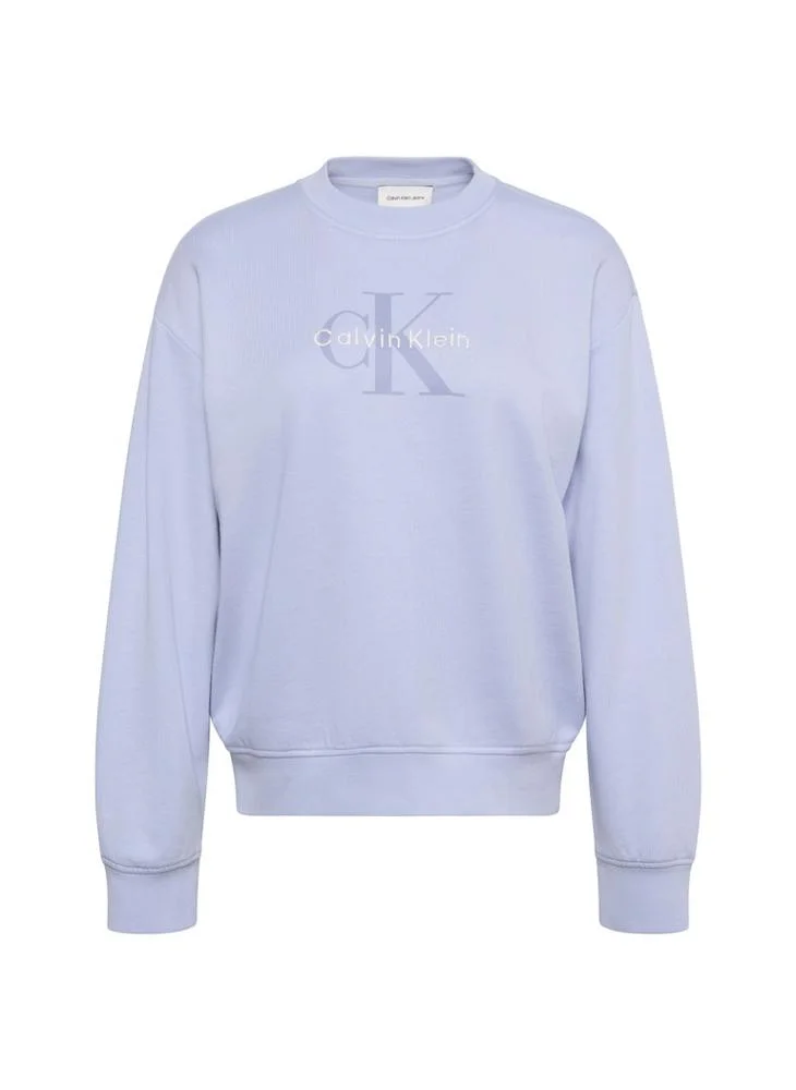 Calvin Klein Jeans Cosmic Sky Monologo French Terry Crew Neck Jumper for Women | Best Price UAE