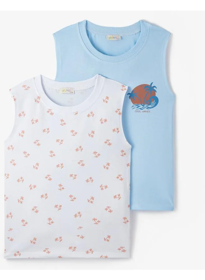 جون June Boy 2-Pack Tank Top Light Blue - White