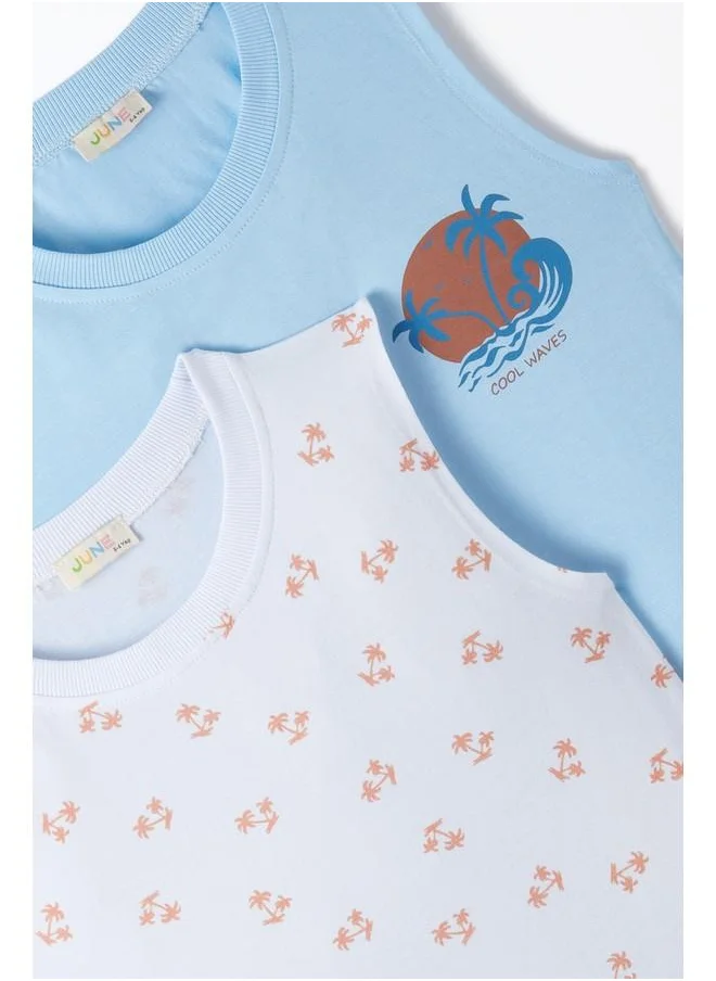 JUNE June Boy 2-Pack Tank Top Light Blue - White