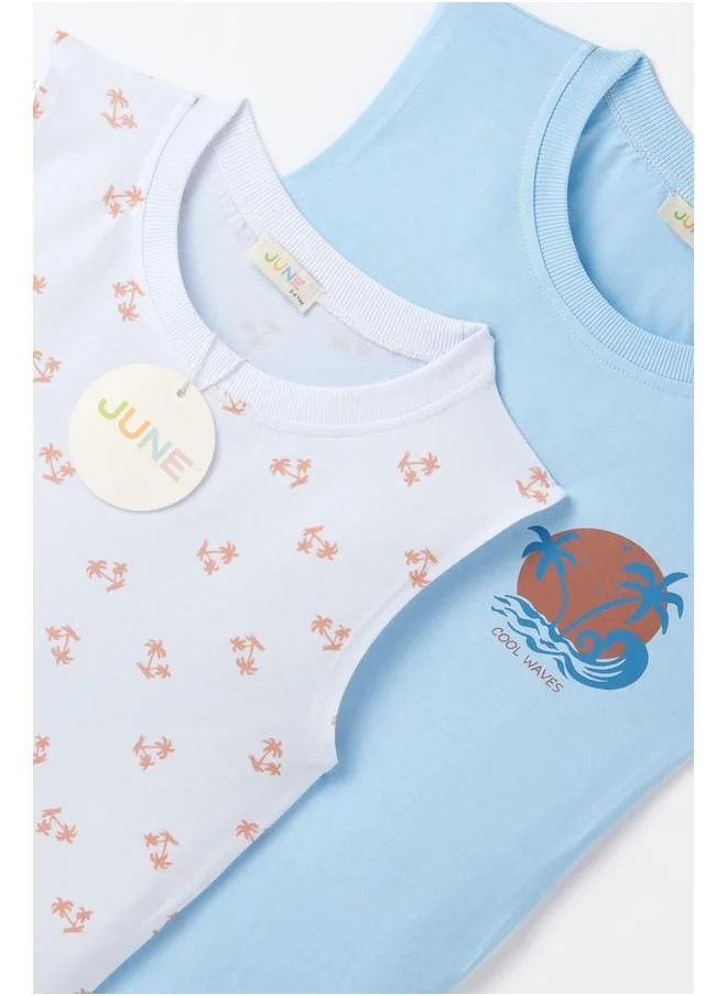 JUNE June Boy 2-Pack Tank Top Light Blue - White