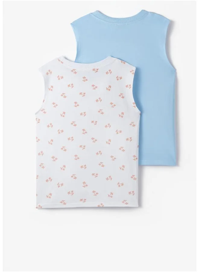 جون June Boy 2-Pack Tank Top Light Blue - White