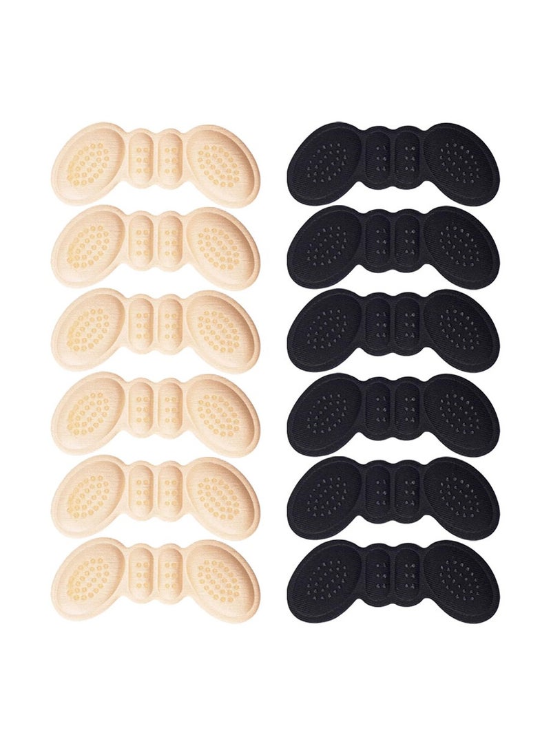 Generic Heel Cushion Pads,  6 Pairs Heel Cushion Pads Heel Shoe Grips Liner Self-Adhesive Shoe Insoles Foot Care Protector (Black and Skin Color) - Image 1