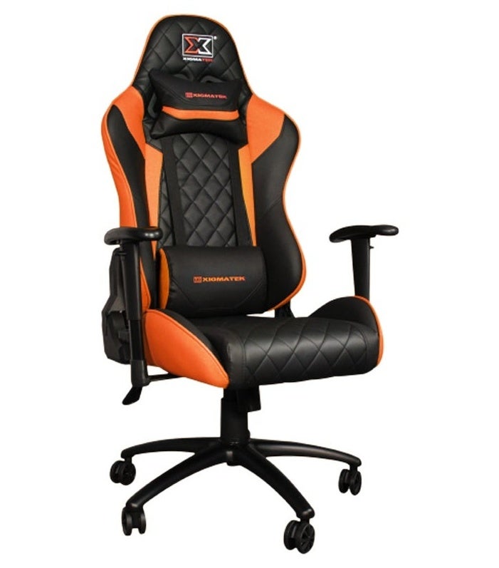 Xigmatek Hairpin Gaming Chair – Ergonomic Gaming Chair, 2D Adjustable Armrests, Butterfly Tilt Mechanism, Class 4 Gas Lift, Headrest & Lumbar Support Pillow, Black/Orange | EN46676 - Image 2