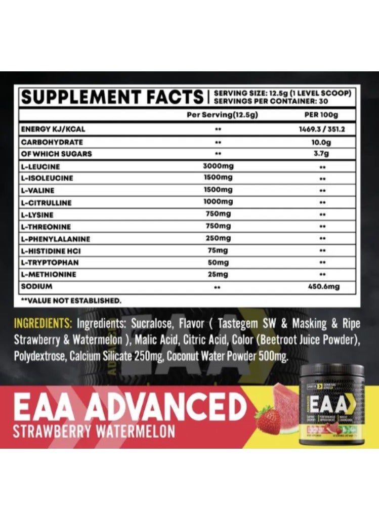 SPORTER Advanced EAA, Strawberry Watermelon Flavor, 375g – Essential Amino Acids Powder for Muscle Recovery & Workout Performance - Image 4