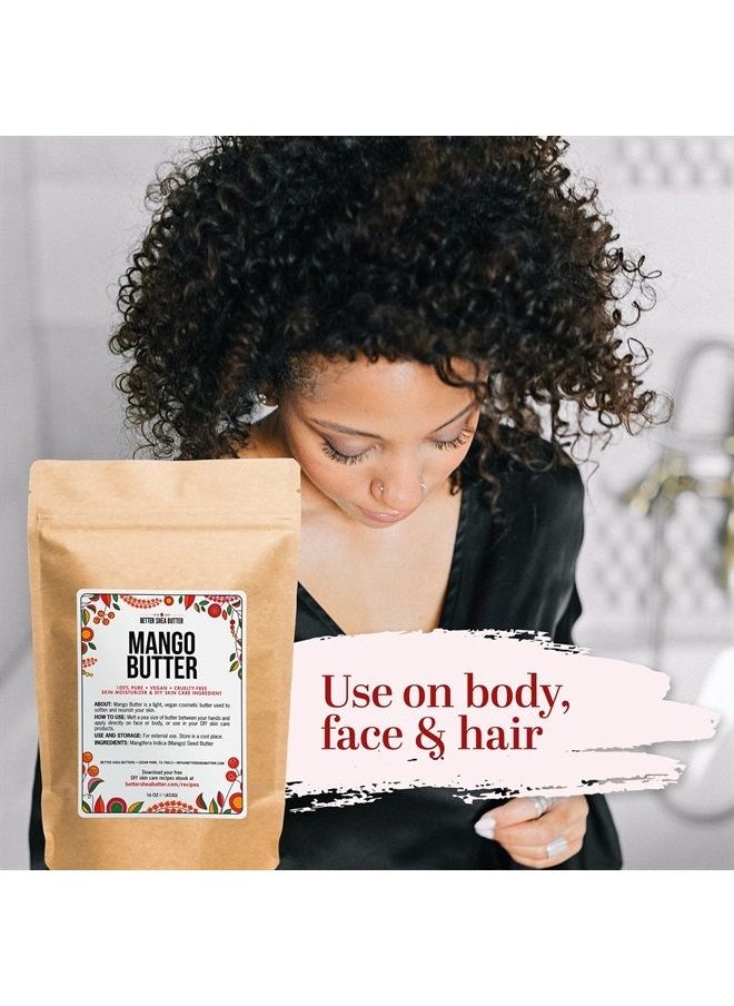 Raw Mango Butter | 100% Natural, Extracted from Mango Seed | Skin and Hair Moisturizer | Use with Shea in DIY Whipped Body Butter, Lotion, Lip Gloss and Soap Making | 1 LB block