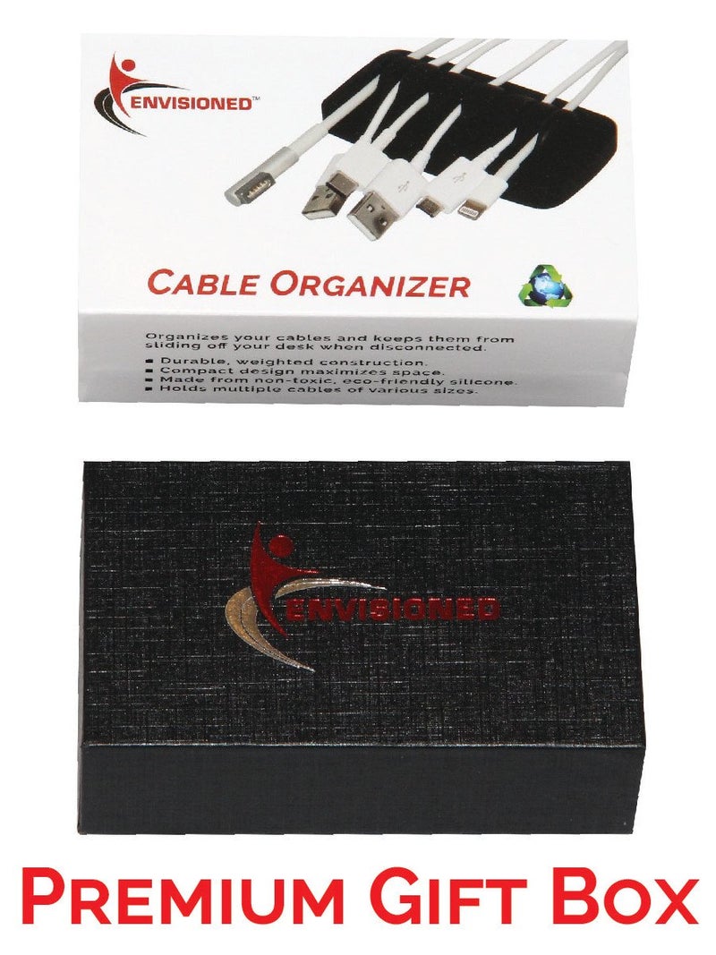 ENVISIONED Heaviest Cable Organizer on The Market! Compact and Weighted Desktop Cord Holder and Cable Organizer, Eco-Friendly Silicone, No Bad Smell, Bundled with 4 Reusable Cable Ties! (Black) - Image 5