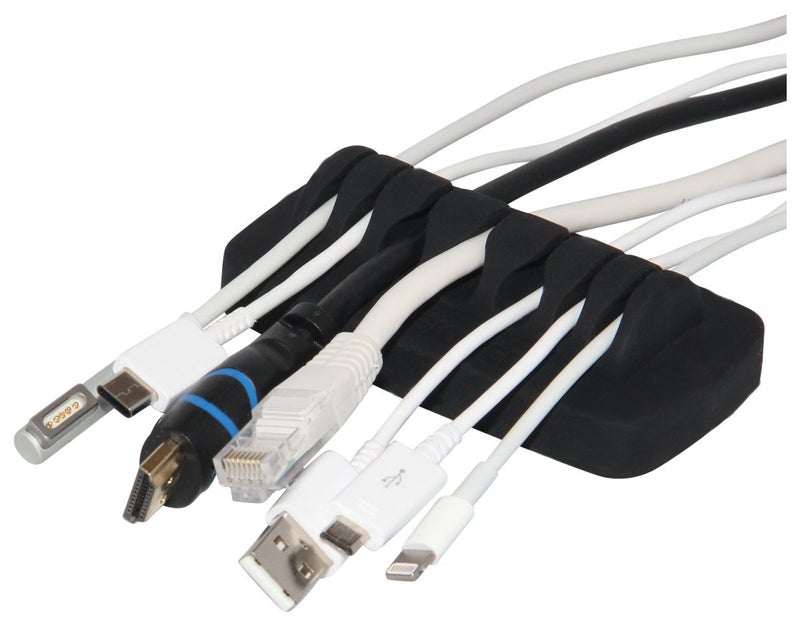 ENVISIONED Heaviest Cable Organizer on The Market! Compact and Weighted Desktop Cord Holder and Cable Organizer, Eco-Friendly Silicone, No Bad Smell, Bundled with 4 Reusable Cable Ties! (Black) - Image 1