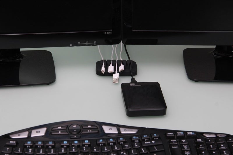 ENVISIONED Heaviest Cable Organizer on The Market! Compact and Weighted Desktop Cord Holder and Cable Organizer, Eco-Friendly Silicone, No Bad Smell, Bundled with 4 Reusable Cable Ties! (Black) - Image 2