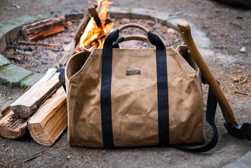 Readywares Waxed Canvas Firewood Bag HeavyDuty Log Tote Bag with Reinforced Handles Durable Wood Holder for Fireplace Campfire and Outdoor Use - Image 3