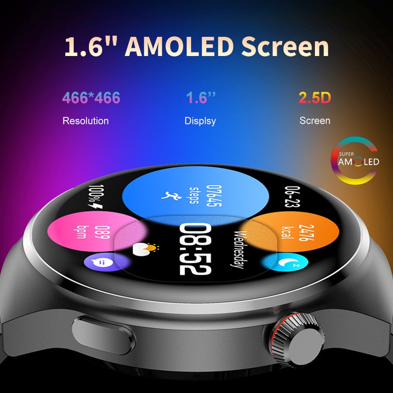 SACOSDING Smart watch GT4 for men with altitude Barometer, Amoled screen, heart rate blood pressure sleep monitor, sports watch for Huawei iOS and Andriod WATCH4 - Image 2