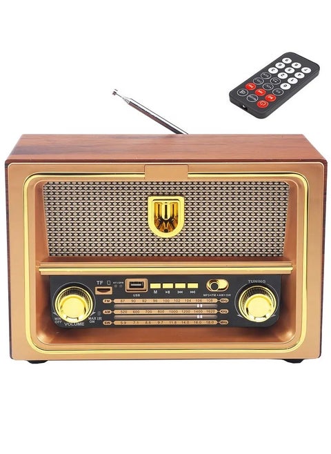 Rechargeable HI-FI Radio with Remote Control, Large Capacity Battery, Portable, Retro Style FM Radio, Support Bluetooth, SD Card Slot, USB