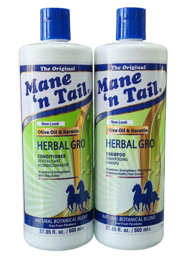 ماين ان تيل شامبو 800 مل، بلسم 800 مل بزيت الزيتون والكيراتين، هيربل جرو
