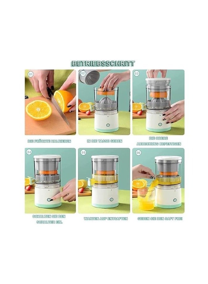 DENX DX-1721 Electric Citrus Juicer 45W | Rechargeable & Portable | Wireless USB Juicer | Automatic Orange & Lemon Squeezer for Home & Travel | White & Green - Image 3