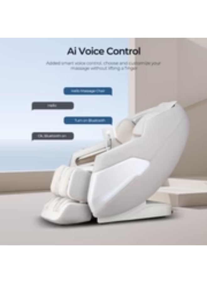 JC Buckman ExaltUs 4D Full Body Massage Chair with Free Massage Gun, 12 Auto Programs, Zero Gravity, Super Long Track, Yoga Stretch, Heat Therapy & Smart Sensors (Off White) - Image 4