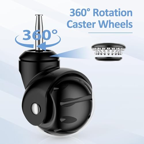 Apllamo 2 Inch Ball Caster Wheels - Stem Casters Set of 4,Heavy Duty 1200 LBS,360° Swivel,Non Marking Polyurethane,Black Replacement Castors for Furniture, Cabinet, Cart,Coffee Table (Premium Black) - Image 4