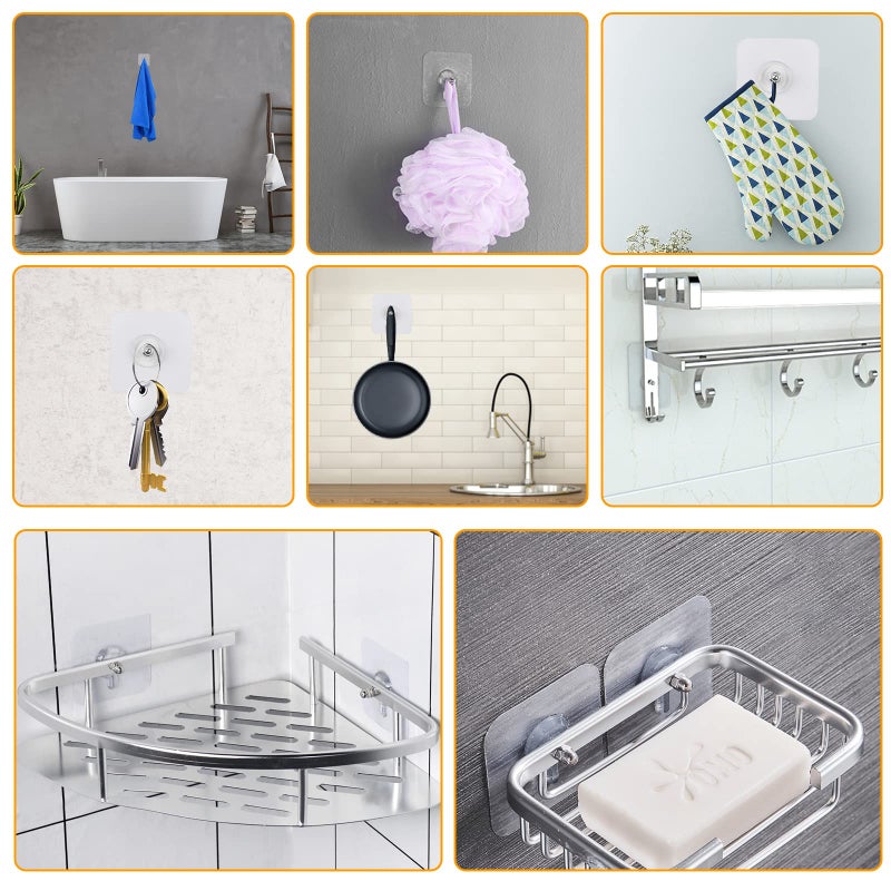 Muuruu Wall Hangers Without Nails, 14 Packs Heavy Duty Adhesive Hooks, Wall Hooks for Hanging, Screw Free Sticker, Seamless Screws for Wall Mount, 2 in 1 Reusable (18mm) - Image 3