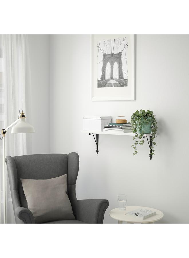 Zaboon Wall shelf, white stained aspen, 80x20 cm - Image 3