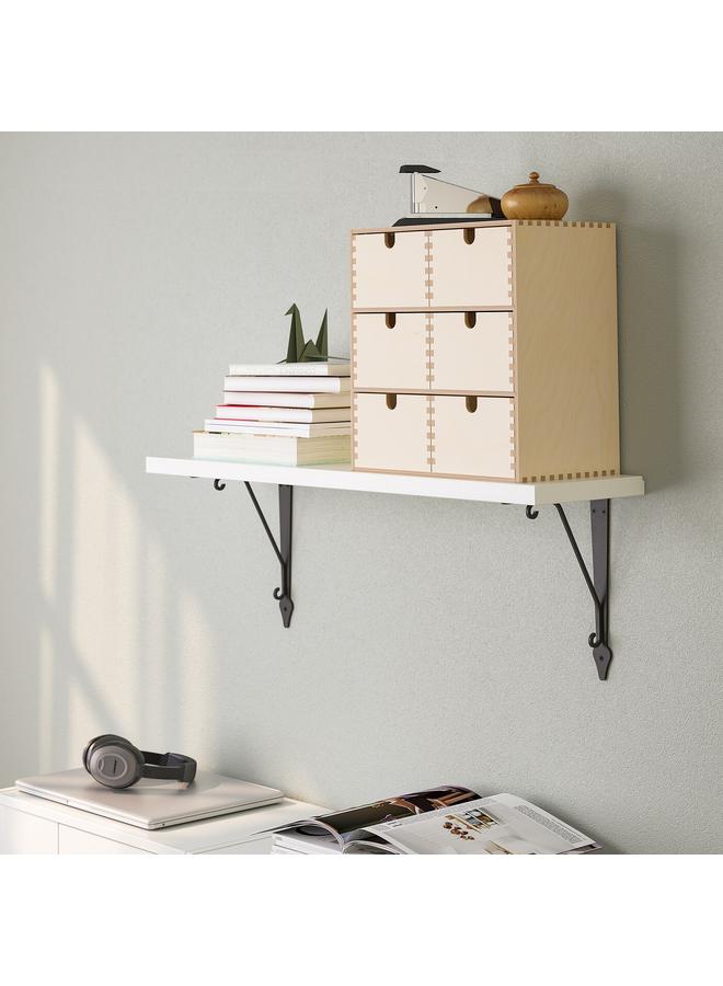 Zaboon Wall shelf, white stained aspen, 80x20 cm - Image 2