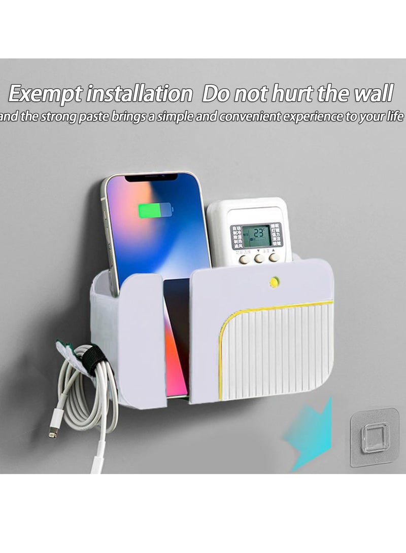 SYOSI 2 Pcs Wall Mounted Phone Holder & Storage Box with Charging Mouth Effortless Organization Sleek and Stylish Multifunction No Punching Required for Desk Bedroom Bedside Table Bathroom  - Image 5