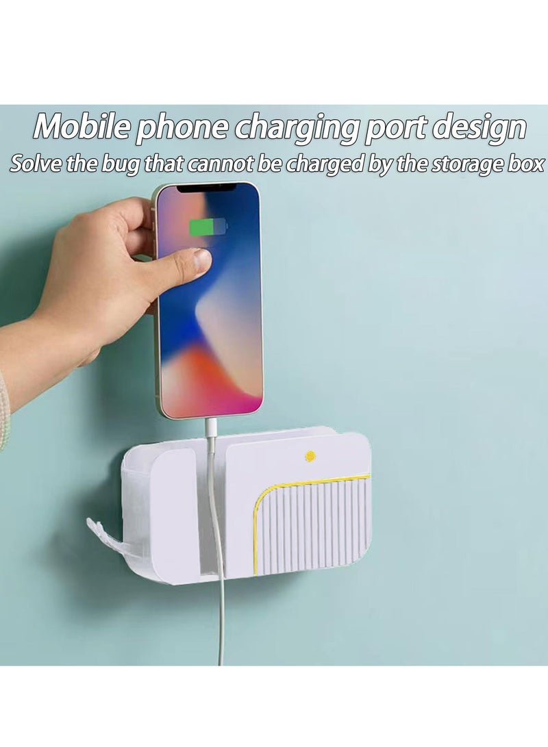 SYOSI 2 Pcs Wall Mounted Phone Holder & Storage Box with Charging Mouth Effortless Organization Sleek and Stylish Multifunction No Punching Required for Desk Bedroom Bedside Table Bathroom  - Image 3