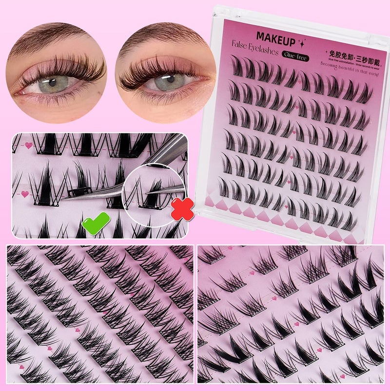100 clusters of segmented eyelashes, with their own glue, the two styles are mixed and matched to create beautiful eyes, so that the eyes are naturally enlarged, easy to wear and quick to remove. Easy to create a charming shape, waterproof, sweatproof and oilproof, not afraid of high temperatures, so that you are full of energy and spirits! - Image 3