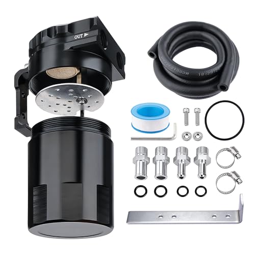 EVIL ENERGY Oil Catch Can, 300ML Universal Baffled Catch Can Kit with 5FT 3/8 Inch Hose, Aluminum Air Oil Separator Upgraded Internal Filter - Image 1