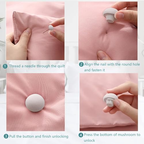 HETSHIV Duvet Clips Mushroom Cover Pins Cotton Quilt Fixer Duvet Fasteners Grippers Anti-Movement Bed Quilt Clamps Sheet Quilt Holder Clips for Socks Curtains Quilt Cove (Pack of 6) - Image 3