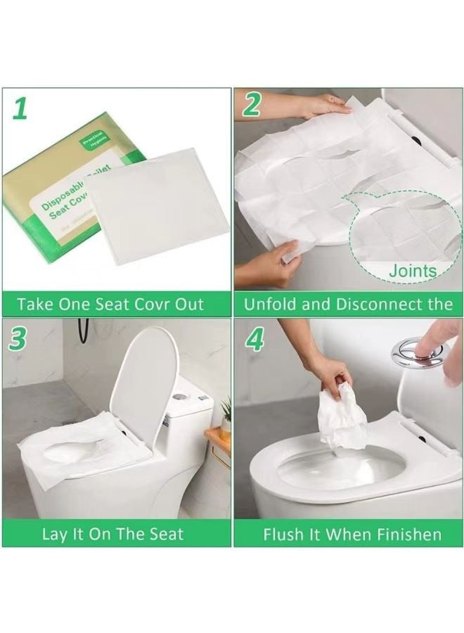 HaHaHai 100 pcs disposable toilet seat cover, flushable paper travel toilet seat, essential travel accessories, suitable for public restrooms airplanes outdoor - Image 5