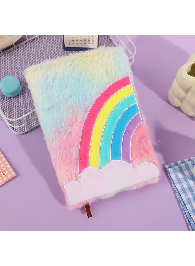 Bluejw Creative Rainbow Plush Notebook Student Decompression High Color Value Journal Girl Cartoon Notebook - Image 2