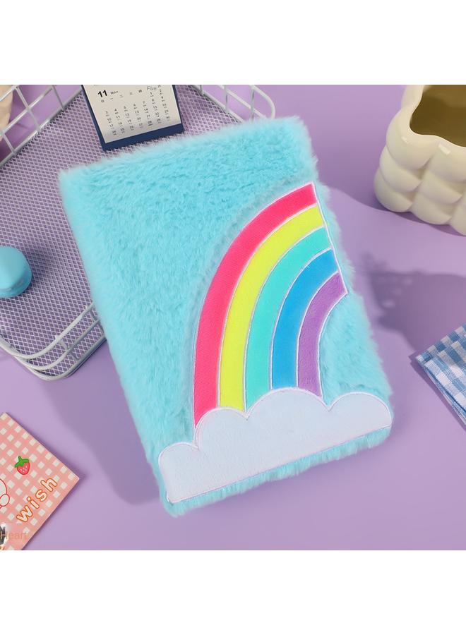 Bluejw Creative Rainbow Plush Notebook Student Decompression High Color Value Journal Girl Cartoon Notebook - Image 4