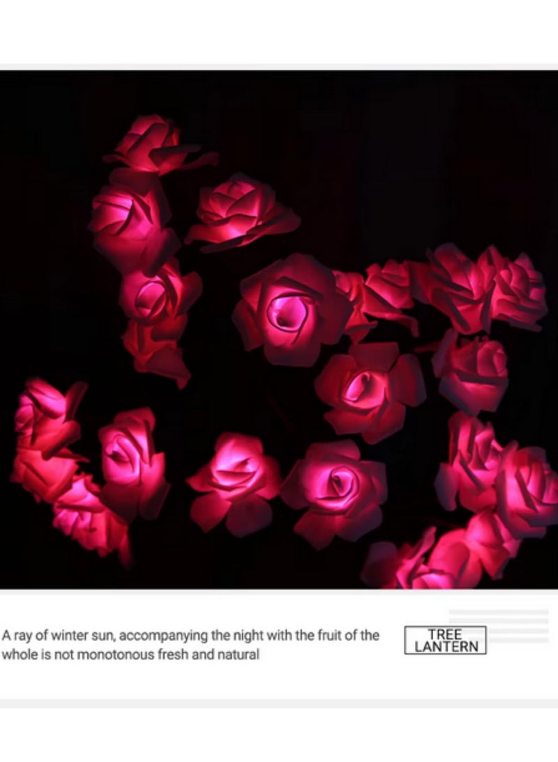مصباح مكتبي على شكل شجرة ورد بـ 24 LED، مزود بالطاقة عبر USB، زهرة صناعية، إضاءة ليلية لغرف النوم والمعيشة، زينة لحفلات الزفاف وعيد الحب، لون أبيض - Image 4
