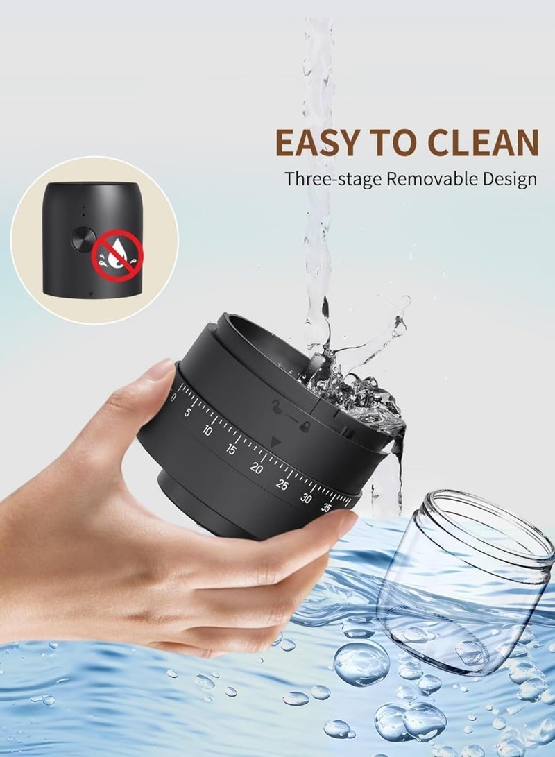 Flushrenic Portable Coffee Grinder  with  Adjustable Settings 35g, One key to open and close, It takes up little space, is easy to clean , Equipped with a cleaning brush, Type-c universal interfaceC harge for 3 hours, long battery life - Image 5