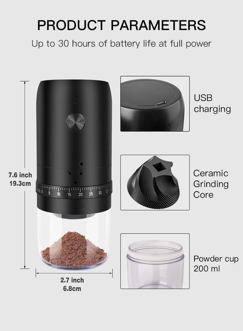 Flushrenic Portable Coffee Grinder  with  Adjustable Settings 35g, One key to open and close, It takes up little space, is easy to clean , Equipped with a cleaning brush, Type-c universal interfaceC harge for 3 hours, long battery life - Image 2