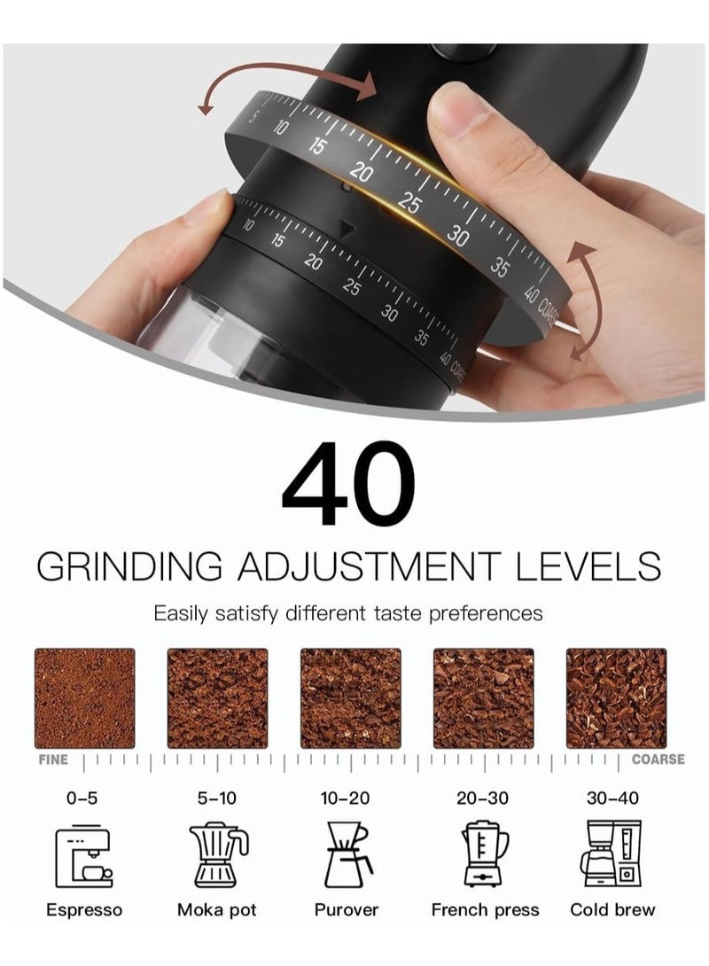 Flushrenic Portable Coffee Grinder  with  Adjustable Settings 35g, One key to open and close, It takes up little space, is easy to clean , Equipped with a cleaning brush, Type-c universal interfaceC harge for 3 hours, long battery life - Image 4