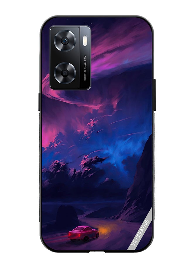 VR CREATIVE Protective Case Cover For Oppo A57/A77s Car On Empty Road Design Multicolour - Image 1