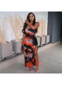 European And American Women's Clothing Autumn New Fashion Slit Beggar Tassel Strapless Tube Dress