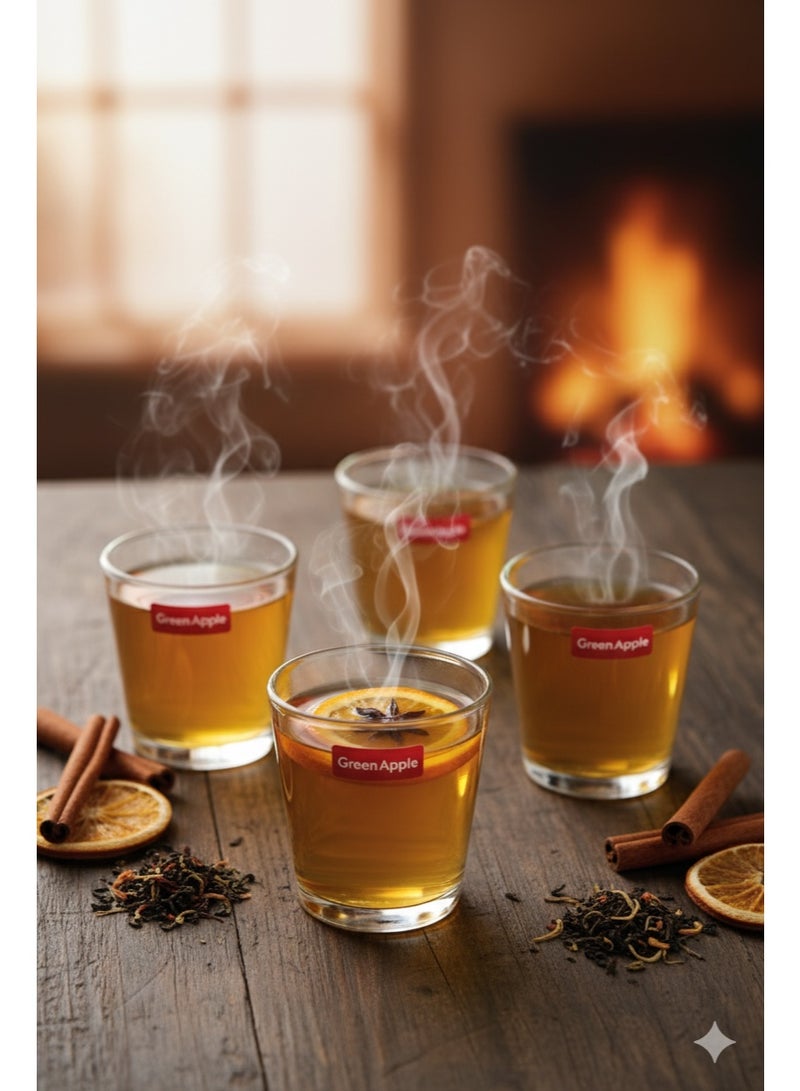 جرين أبل طقم أكواب ماء زجاجية – 5 قطع – تصميم شفاف مزخرف بقاعدة مستقرة - Image 2