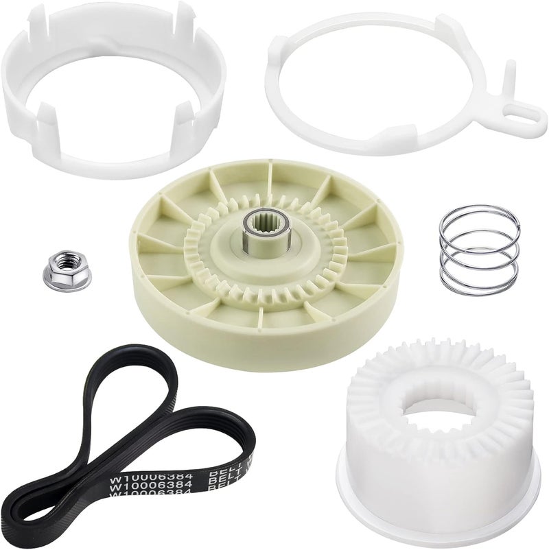 Techecook W10721967 Washer Pulley Clutch Kit & W10006384 Drive Belt by - Compatible for Whirlpool Kenmore Maytag washing machine Replaces PS10057144 W10006354 W10006356 W10239973 WTW5000DW1 MVWX655DW1 - Image 1