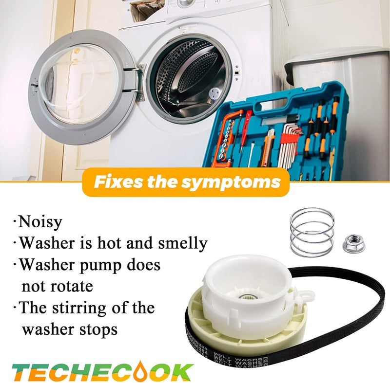 Techecook W10721967 Washer Pulley Clutch Kit & W10006384 Drive Belt by - Compatible for Whirlpool Kenmore Maytag washing machine Replaces PS10057144 W10006354 W10006356 W10239973 WTW5000DW1 MVWX655DW1 - Image 4