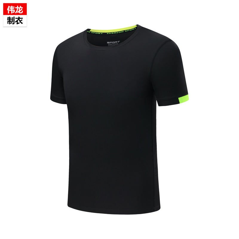 Mens Quick-Dry Sports Tee Summer Breathable Black