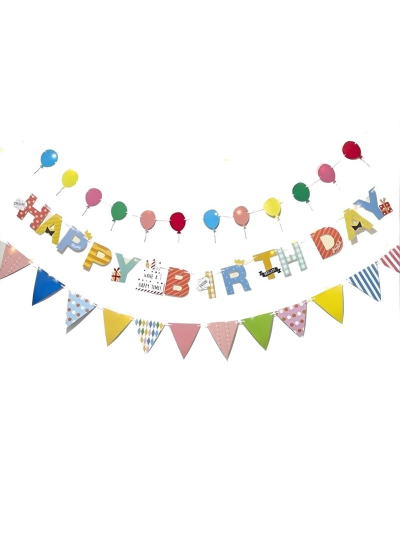 Colorful Happy Birthday Banner – Rainbow Red Party Decorations – Reusable Paper Flag Garland – Pastel Letters for Boys & Girls, Baby Shower, Birthday Supplies - Image 1