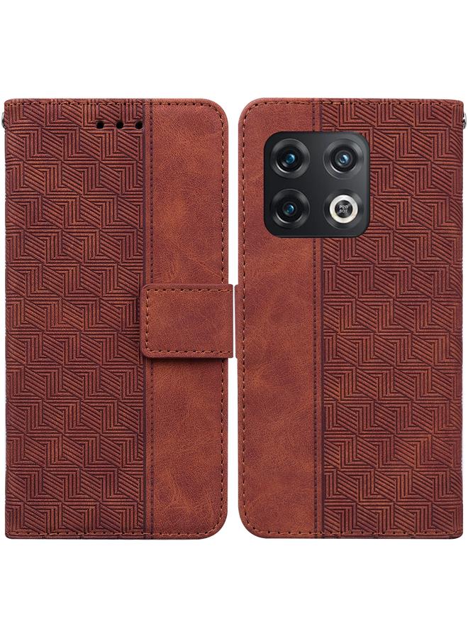 اس-توب جراب لهاتف OnePlus 10 Pro 5G مصنوع من الجلد المنقوش هندسيًا - Image 1