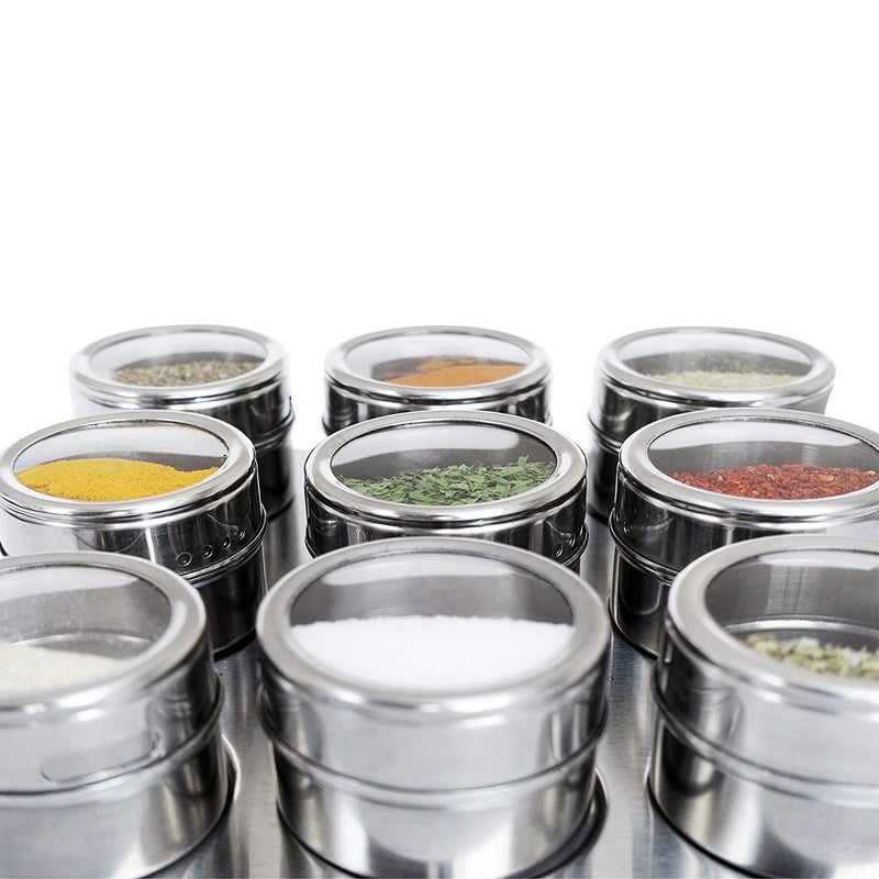 SOLEGLOW Magnetic Stainless Steel Spice Storage Rack with Adjustable Stand Masala Storage Box Spice Tin Containers for Kitchen Restaurants Silver Pack of 1 - Image 4