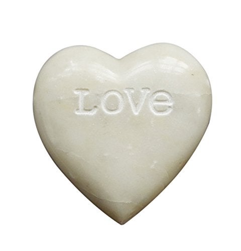 Creative Co-Op Soapstone Heart Decoration Engraved Love,White - Image 1