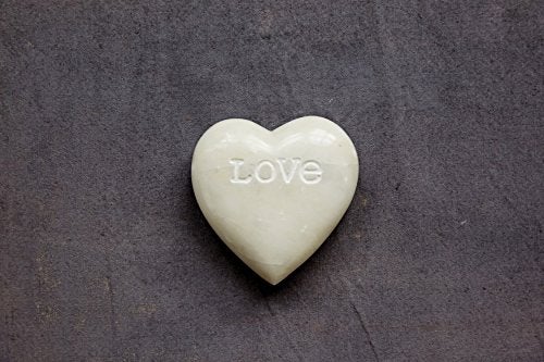 Creative Co-Op Soapstone Heart Decoration Engraved Love,White - Image 2